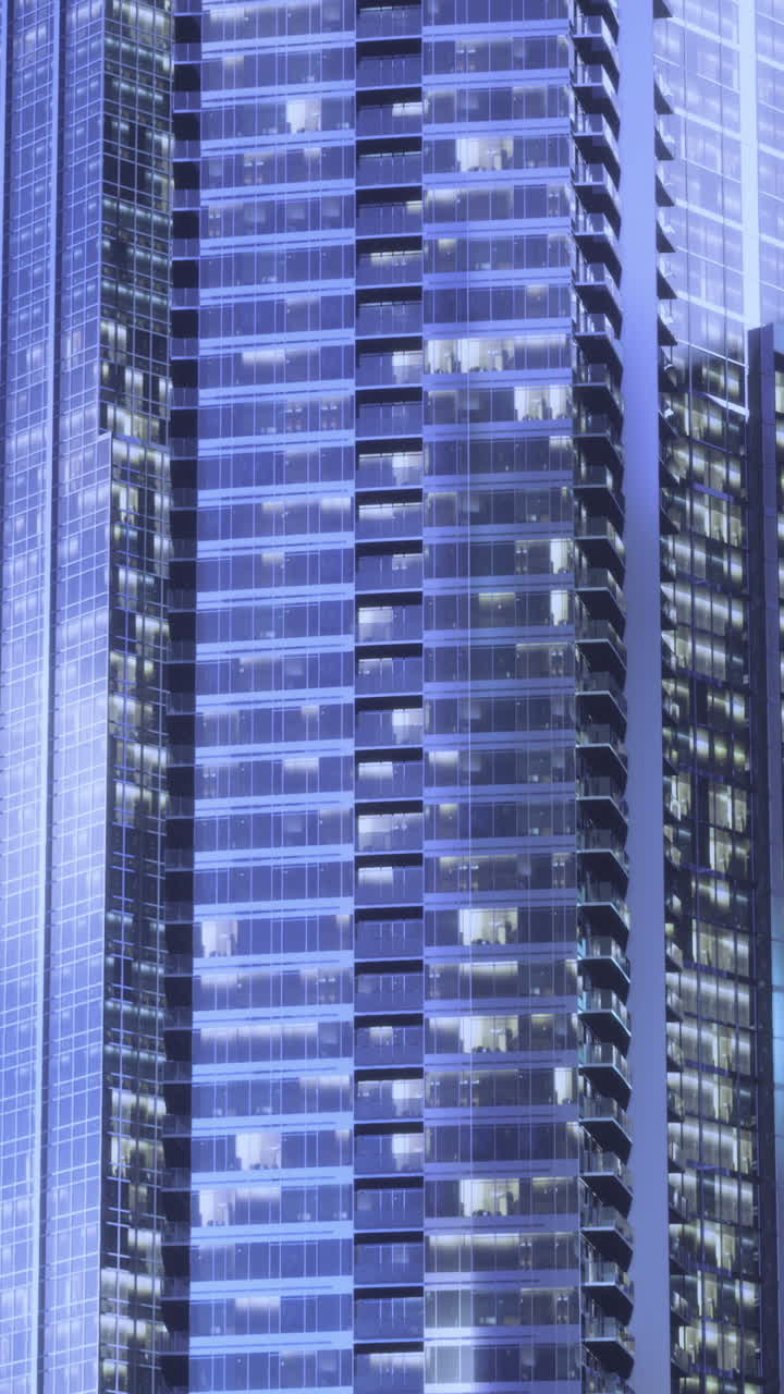 El perfil urbano iluminado de noche muestra la belleza de la arquitectura moderna