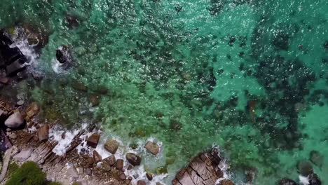 Aerial-view-of-sea-and-coastline-with-rocks