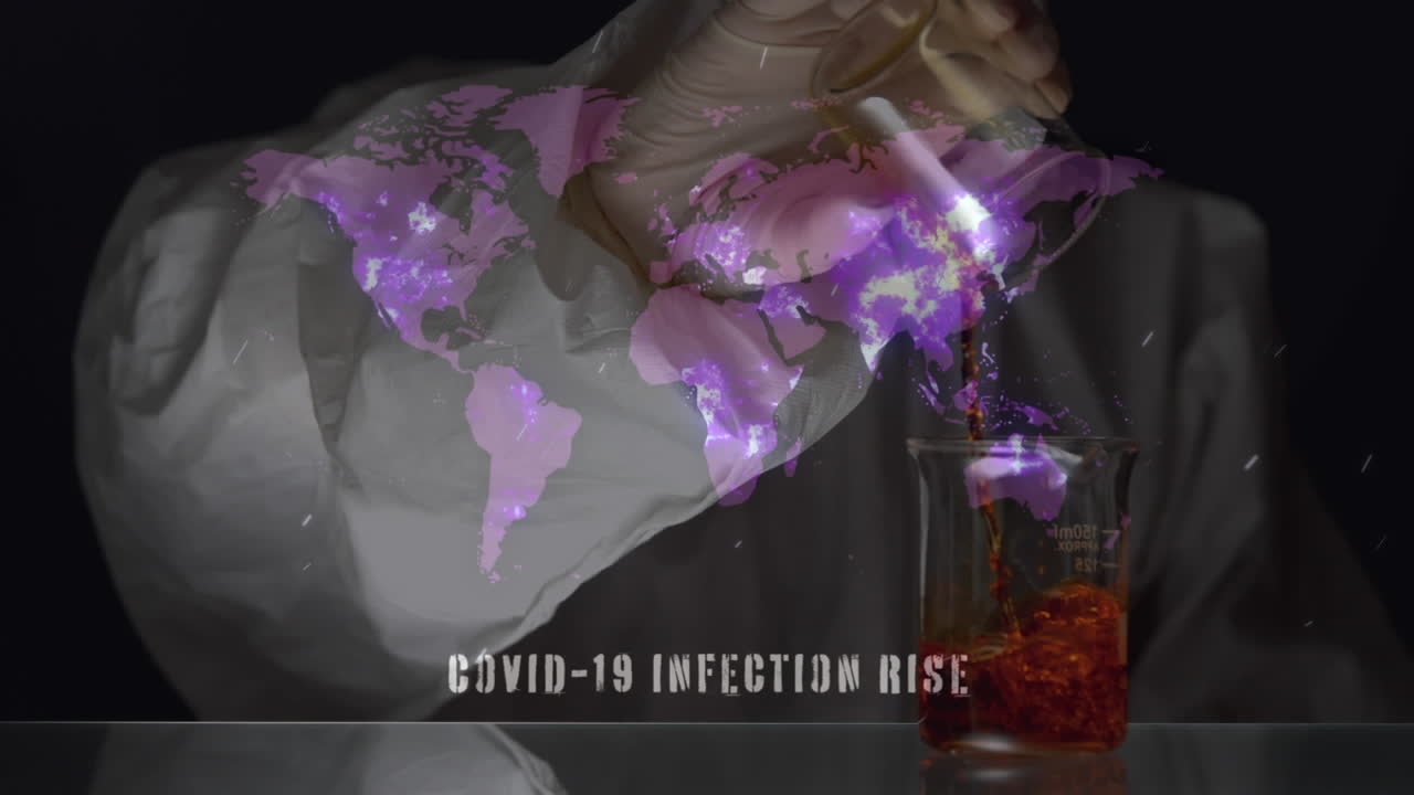 측정 컵 위 에 있는 세계 지도 의 애니메이션