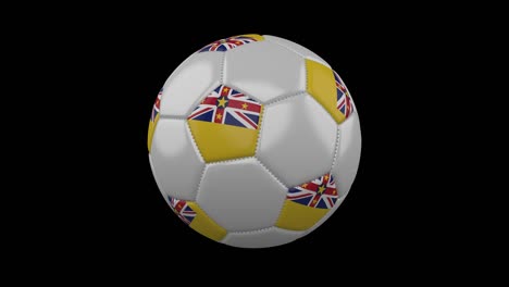 pelota de fútbol con bandera niue, 4k con alfa, bucle