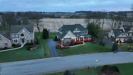 large home decorated at christmas