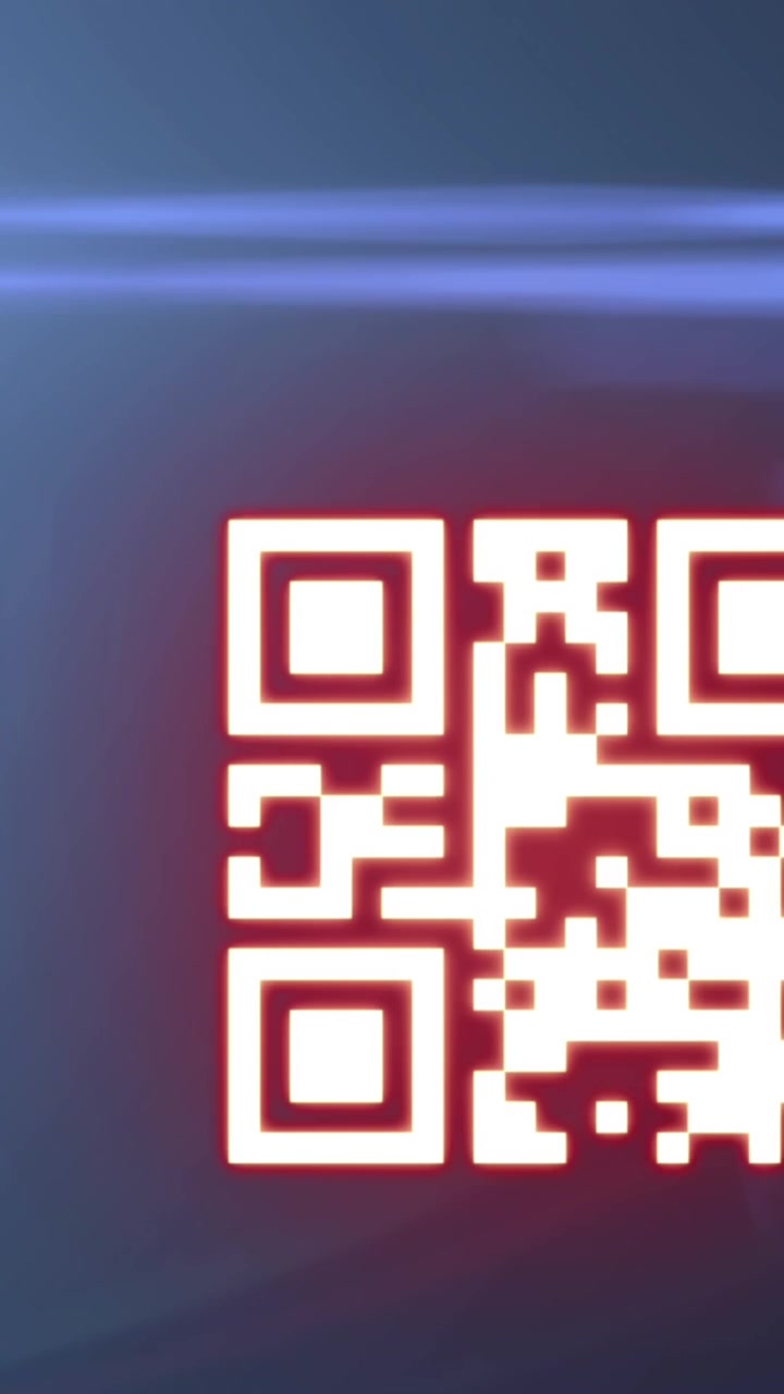 Animation of qr code over data processing on black background