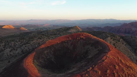 inactive volcano, santa clara cinder cone in utah, united states - aerial drone shot