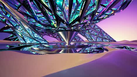 Futuristic Crystal Structure in a Desert Landscape