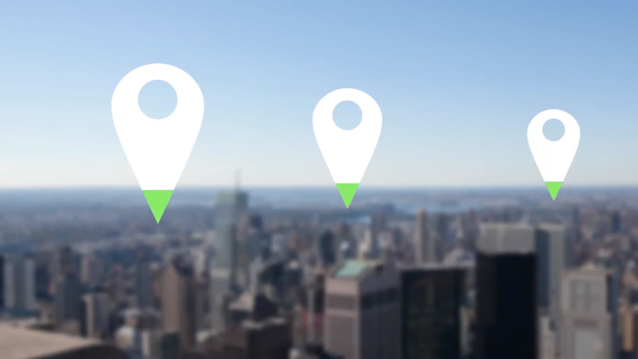 alfileres de ubicación sobre el paisaje