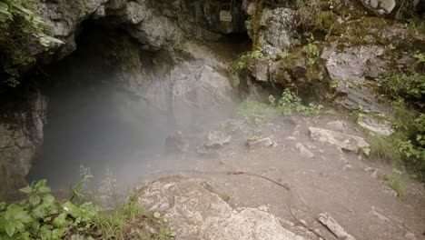 misty cave entrance