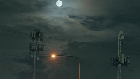 el lapso de tiempo de la luna llena y las torres celulares en ee.uu. 4k