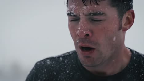 an emotional journey through a snowstorm: capturing the struggles of endurance and determination in harsh winter conditions