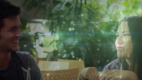 animación de redes de conexiones entre diversas personas en el café