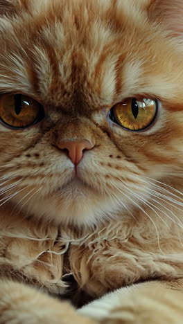 a cat is sitting on a table with a cup of coffee and a lemon. the cat appears to be angry and is staring at the camera