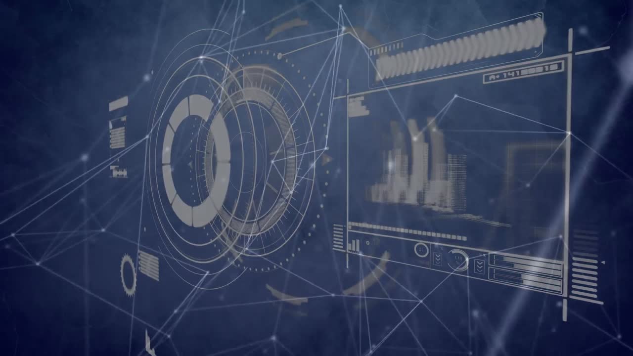 animación de estadísticas y procesamiento de datos en una placa de circuitos informáticos