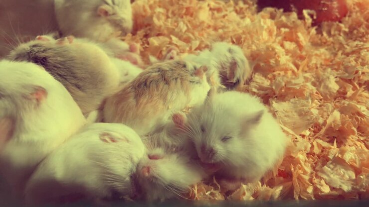 Cute rat or mouse on ground in box to sale