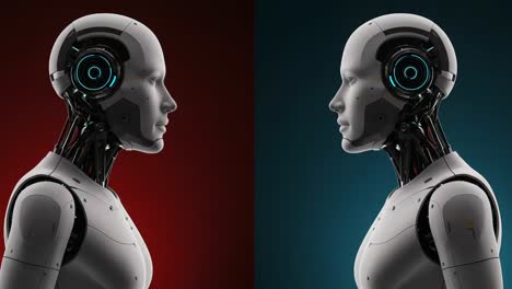 an insightful contrast: exploring the duality of robotics in futuristic design with a focus on visual aesthetics and technological innovation