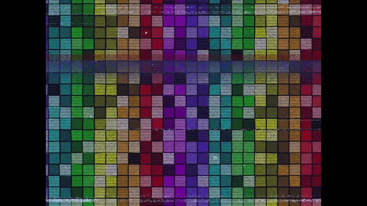 Screen with lines interference showing glowing grid