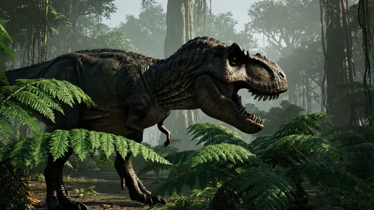 Tyrannosaurus Rex in a Lush Prehistoric Jungle