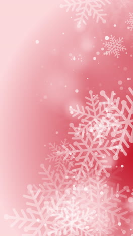 decorative red christmas background with bokeh lights and snowflakes. loop motion graphic. vertical video.