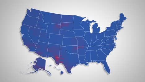 usa map - red states changing to blue states