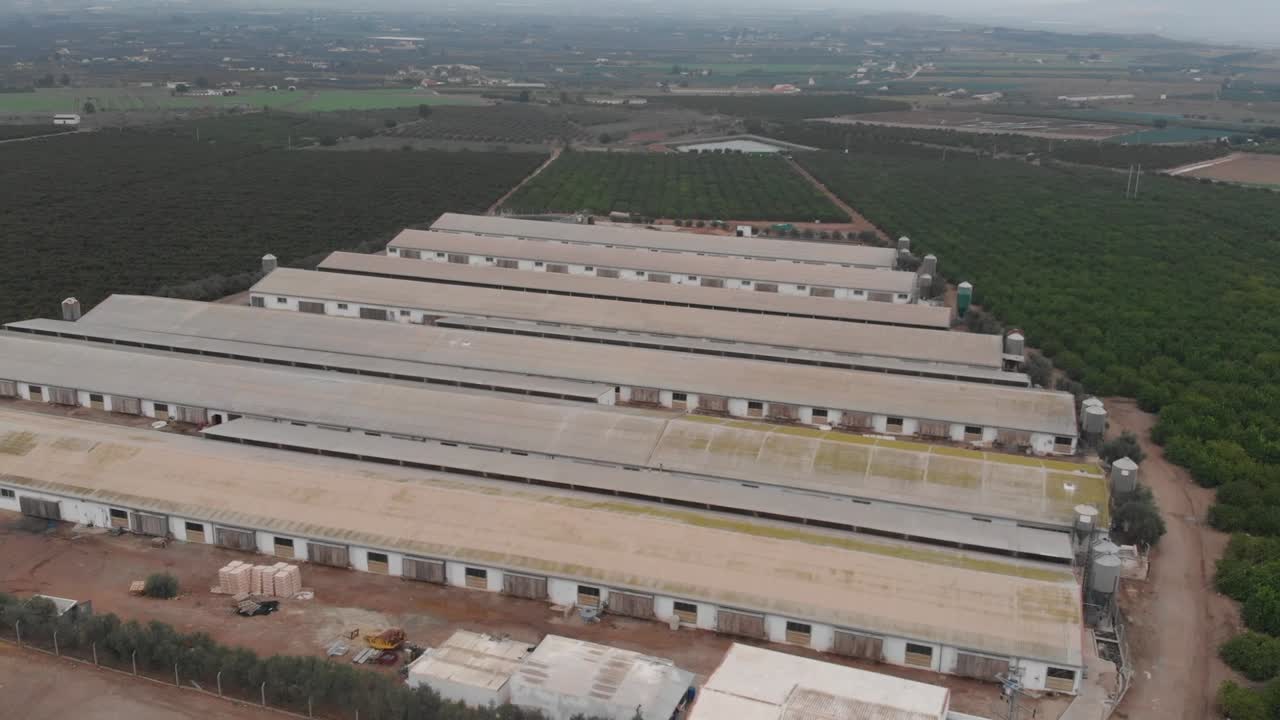 Aerial view of large livestock farm in daytime