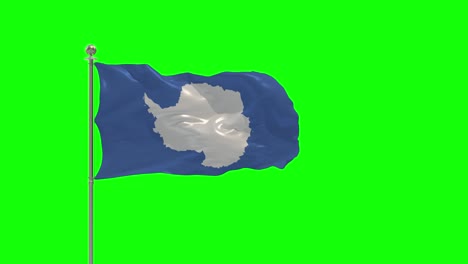 antártida ilustración 3d de la bandera ondeando en un poste con llave de croma
