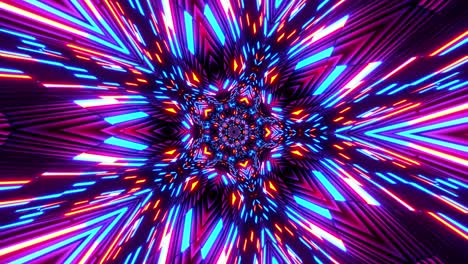 abstracto azul rojo rosa púrpura espectro brillante hi-tech futurista líneas de neón girando túnel fondo geométrico. iluminación moderna de colores luz ultravioleta fluorescente. bucle sin costuras 4k 3d.