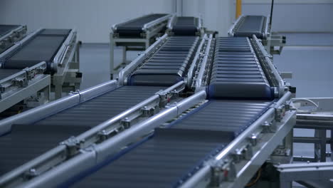 empty conveyor belts in a modern factory