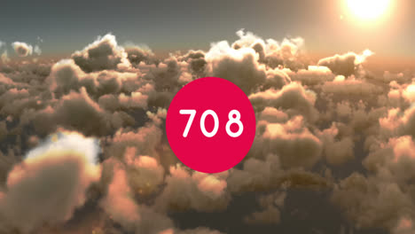 animation of counting numbers over clouds