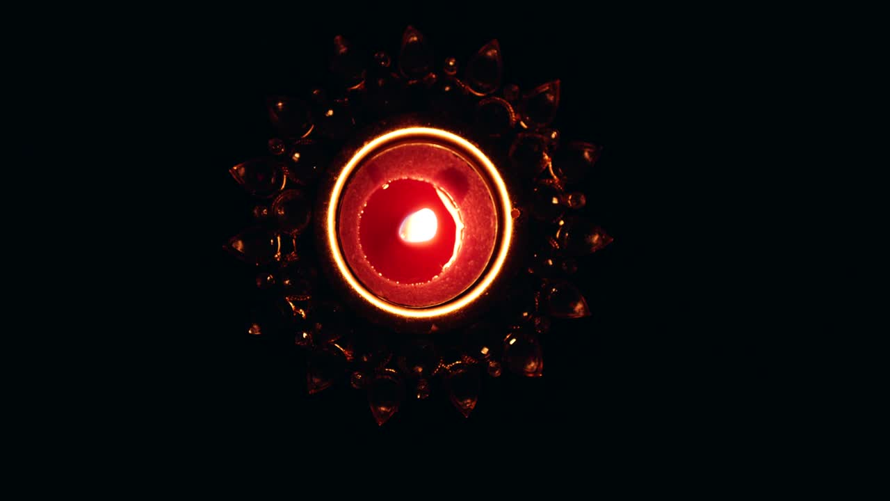 Closeup of Diya wax candles for Diwali festival party celebration event