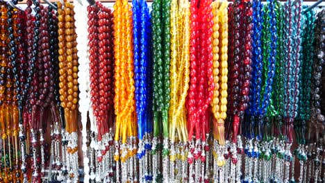 colorful prayer beads on display