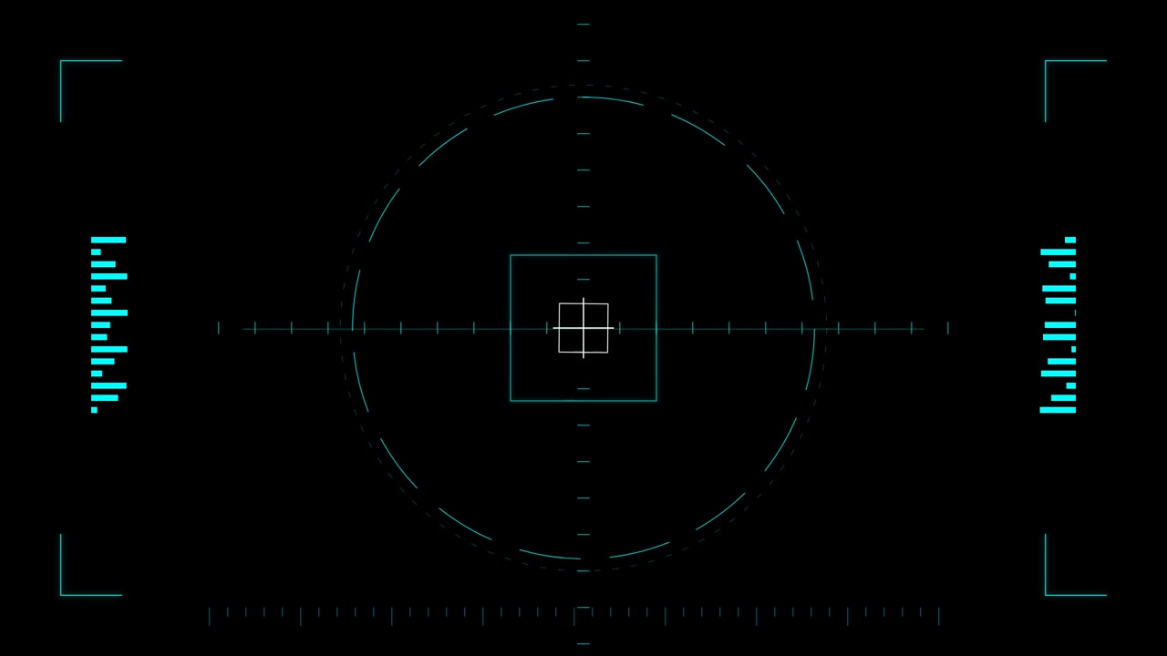 Digital HUD-grænseflade med roterende geometrisk sigtekorn