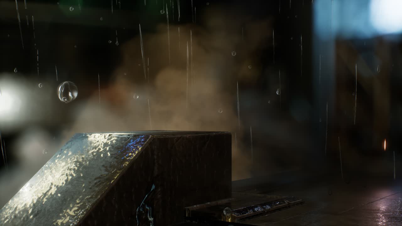 비가 오는 밤에 구시가지의 거리