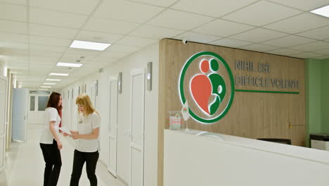 hospital corridor and reception area