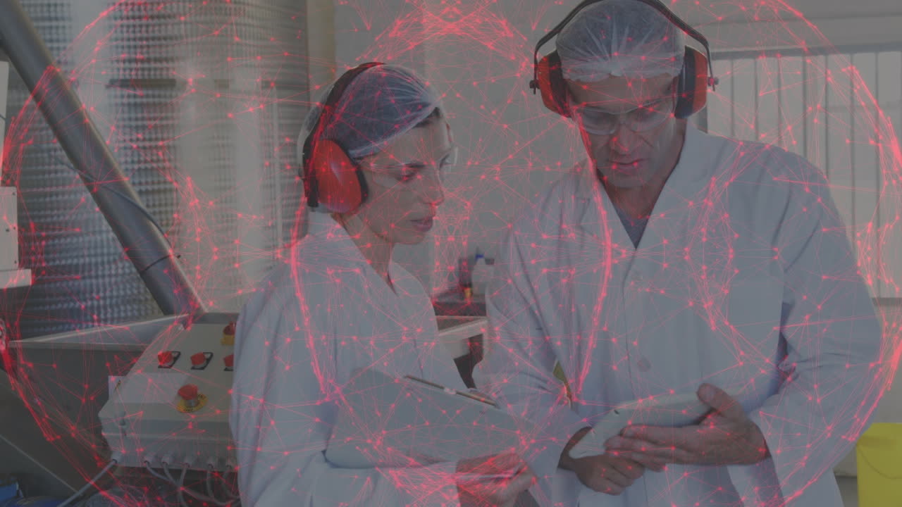 카우카시안 과학자들의 커플을 통한 연결의 애니메이션 네트워크