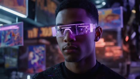 man wearing futuristic glasses