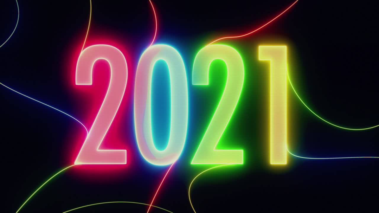 brillante año 2021 con cuerdas de colores - en negro