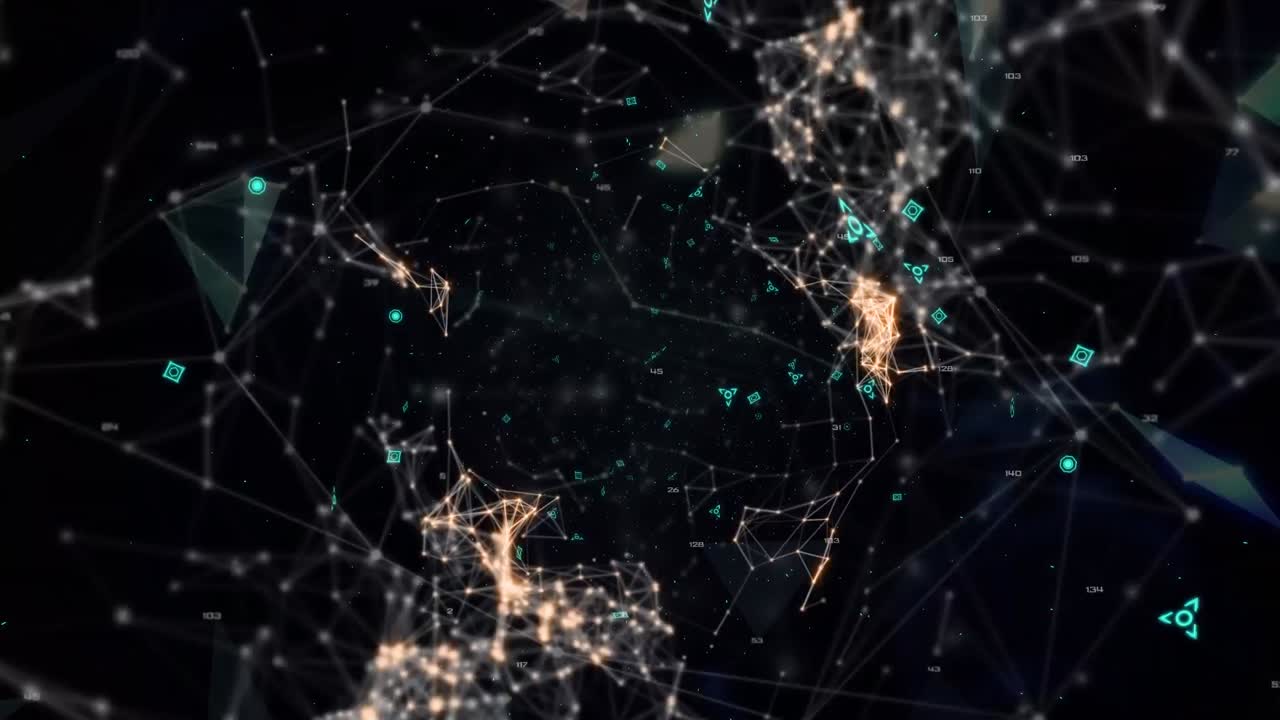 red de conexiones y procesamiento de datos contra el globo de redes de plexo en fondo negro