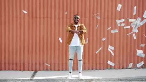 happy man in trendy outfit
