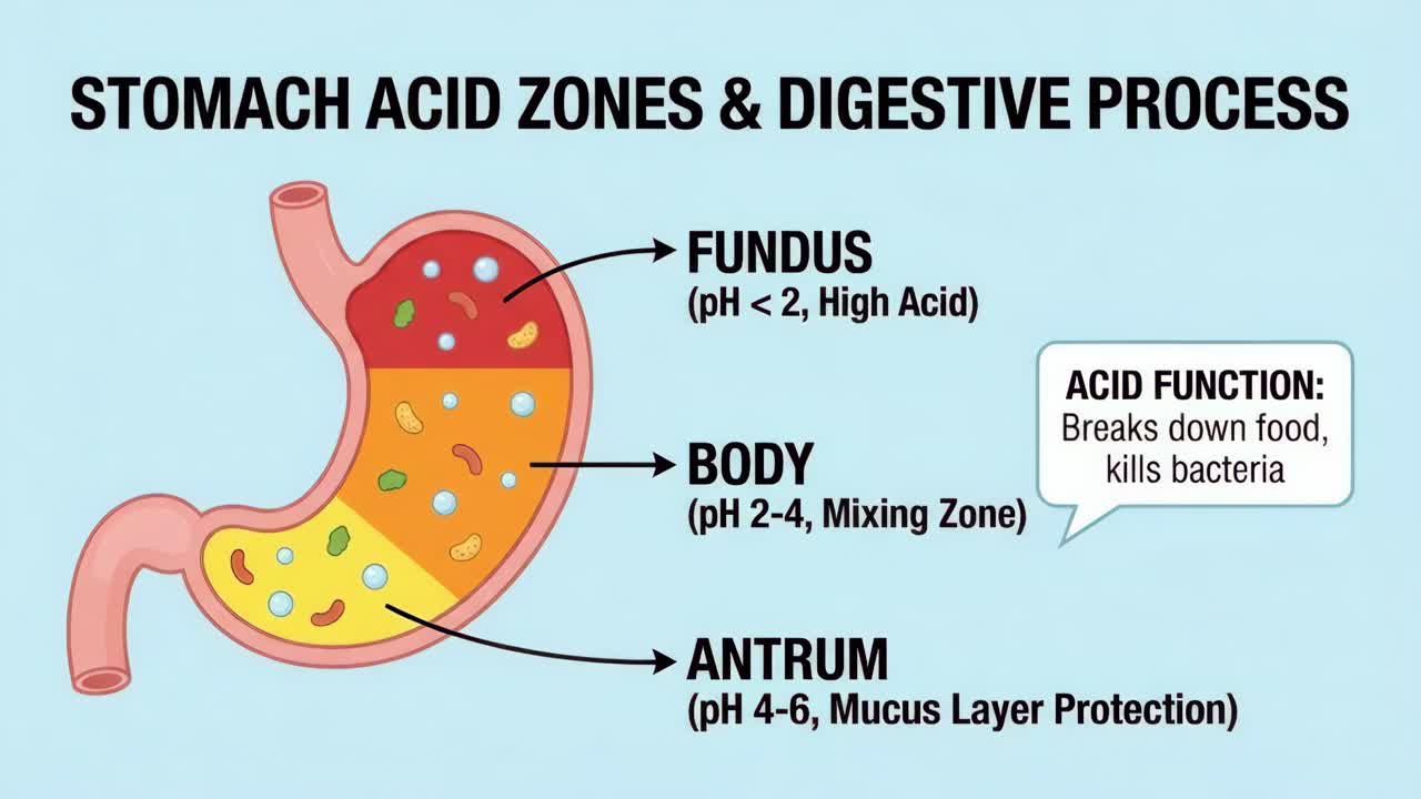 Stomach Acid Zones and Digestive Process | Vídeo de stock Premium