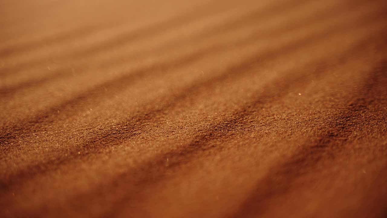 Erg Chebbi Sand Dunes Near Merzouga At Sunset In Morocco, Africa. Close-up Macro Shot