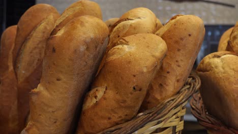 freshly baked baguettes in a basket