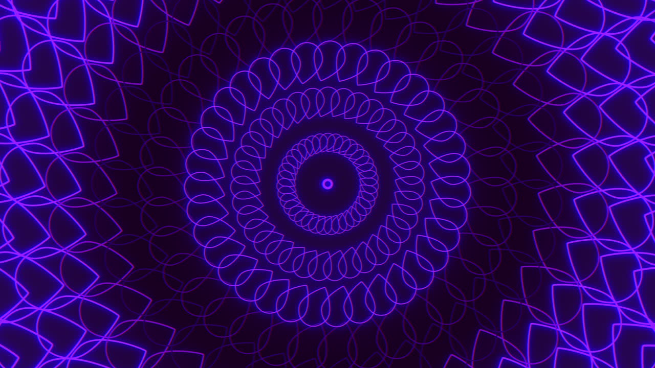 patrón geométrico azul psicodélico con luz de neón en espiral