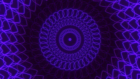 Psychedelic-blue-geometric-pattern-with-neon-light-in-spiral