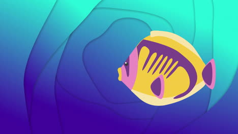 animación de peces tropicales sobre un fondo azul abstracto bajo el agua