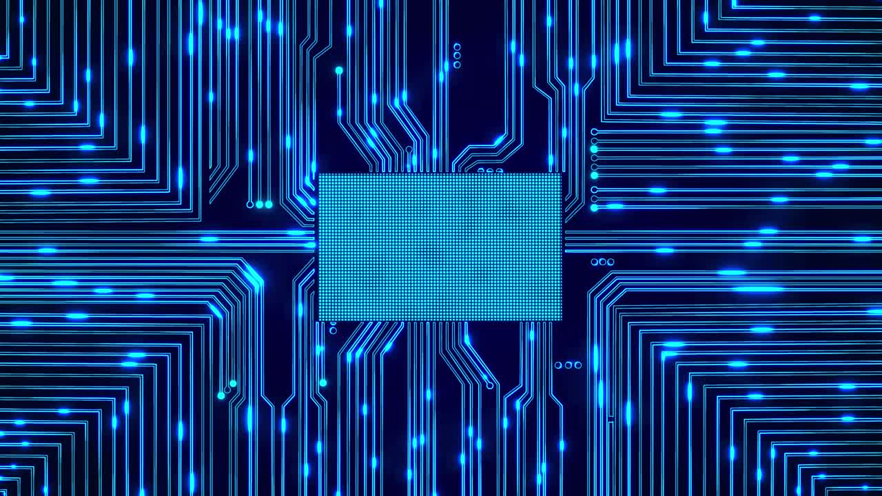 4k scifi digital printed circuit board chips electronic signal loop background digital network