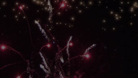 animación de fuegos artificiales explotando y manchas brillantes flotando