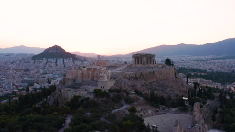 beautiful sunrise over the acropolis of athens in greece