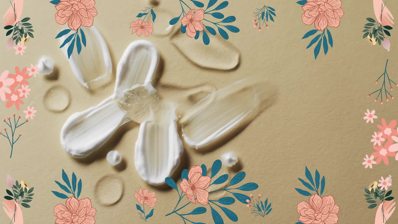 Animação de manchas de creme e espaço para texto sobre fundo marrom