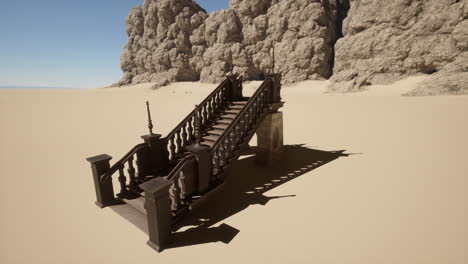 wooden stairs in the desert