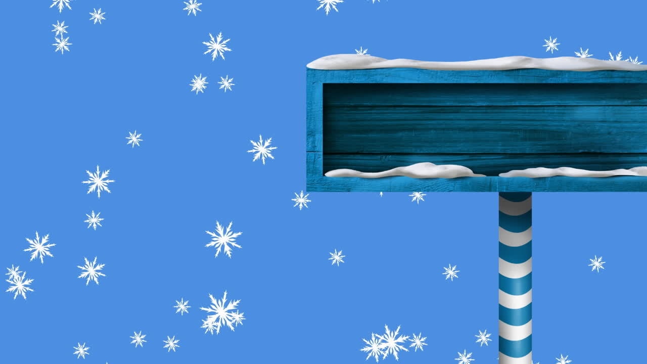 카피 공간 을 가진 크리스마스 나무 표지판 위 에 내리는 눈 의 애니메이션