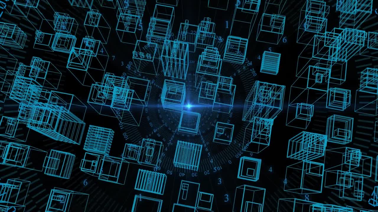 animación de la ciudad del metaverso y la estrella sobre fondo negro