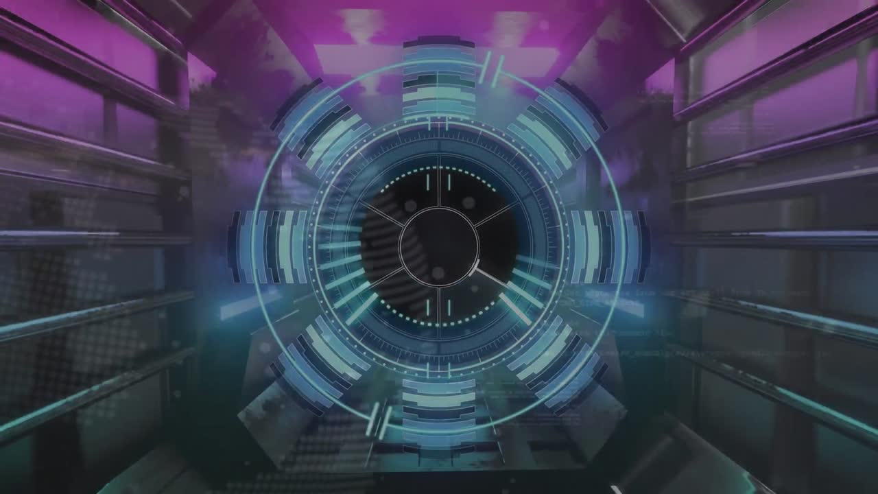 Animation of scope scanning over neon tunnel